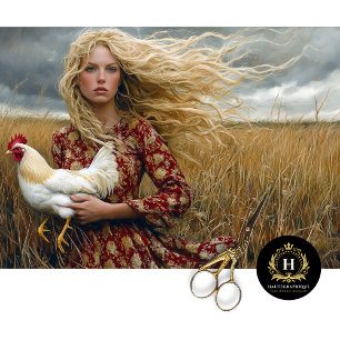Papier Mousseline Unique Prairie Girl Chicken Country Western Rustic