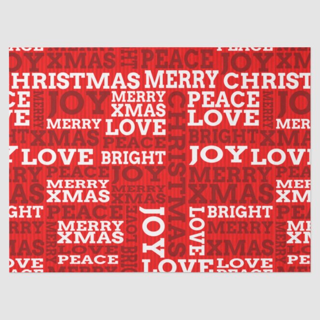 Papier Mousseline Unique Red Non-Traditional Christmas Script  (Recto)