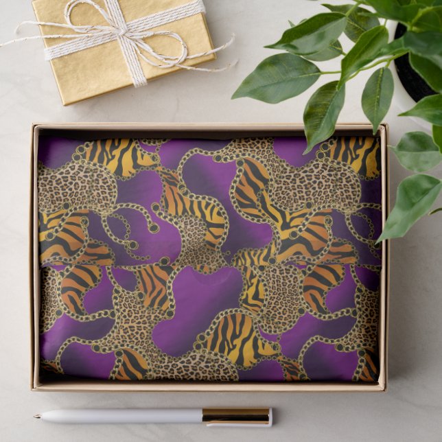 Papier Mousseline Urban Baroque Gold Chains Animal Print (Cadeau)