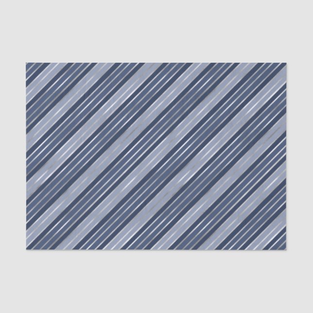 Papier Mousseline Vacances Bleu et Argent Foil Stripes de Noël (Recto)