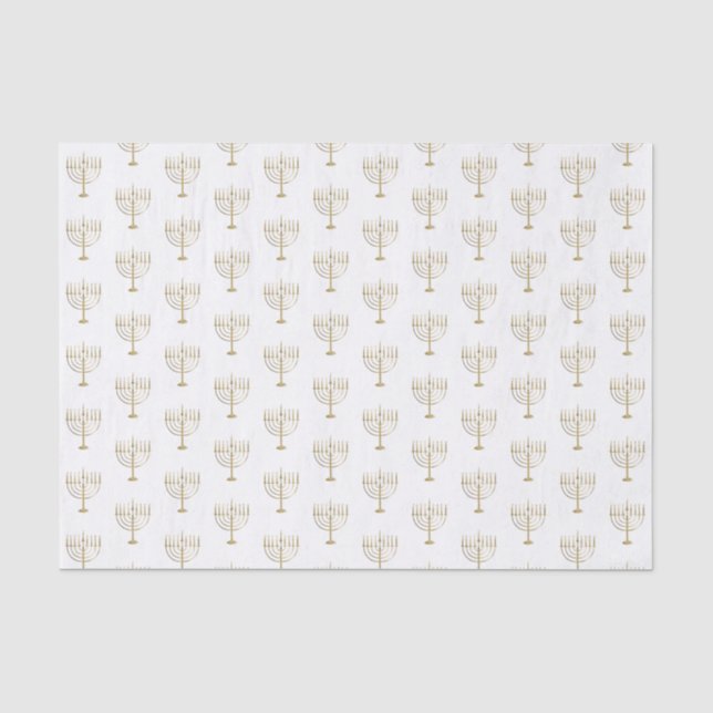 Papier Mousseline Vacances de blanc de motif de Hanoukka Menorah (Recto)