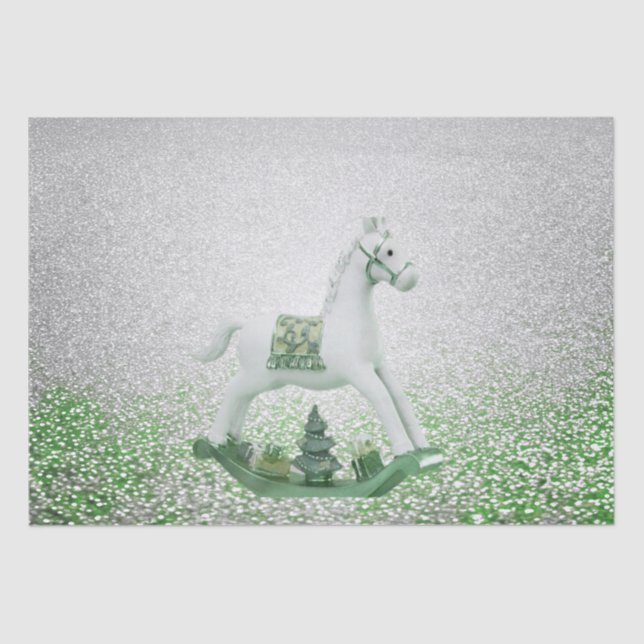 Papier Mousseline Vacances de Noël vert à Cheval Blanc (Recto)