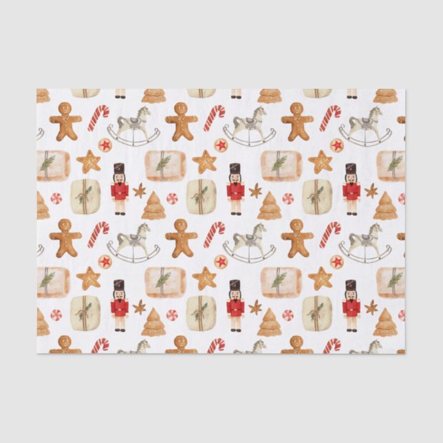 Papier Mousseline Vacances d'hiver Noisette Motif biscuit (Recto)