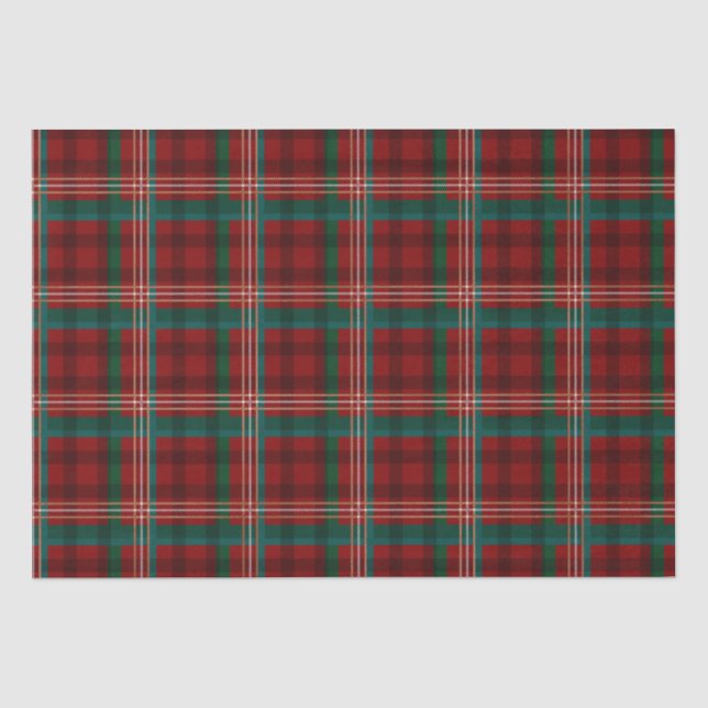 Papier Mousseline Vacances élégantes Rouge et Vert Noël Plaid (Recto)