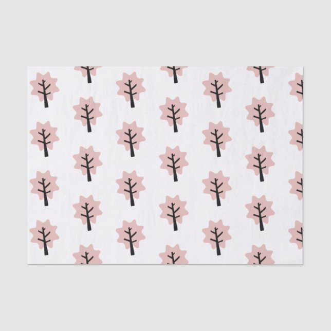 Papier Mousseline Vacances Motif Pastel Pink Tree Simple (Recto)