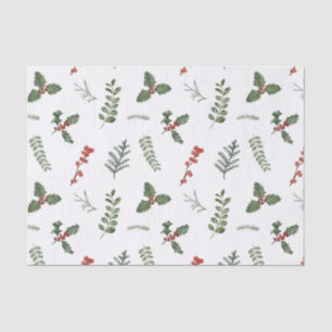 Papier Mousseline Vacances Noël verdure et Holly Berry