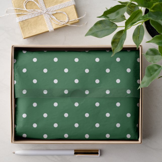 Papier Mousseline Vacances Pois blancs verts (Cadeau)