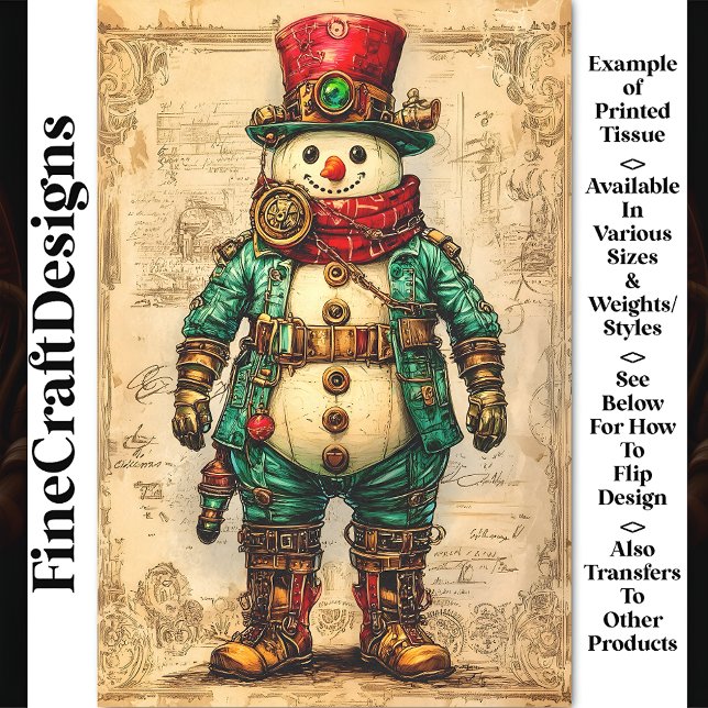 Papier Mousseline Vacances Snowman Steampunk Vibe BL2 Découpage (Créateur téléchargé)