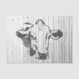 Papier Mousseline Vache Dessin Barre Patinée Découpage en bois