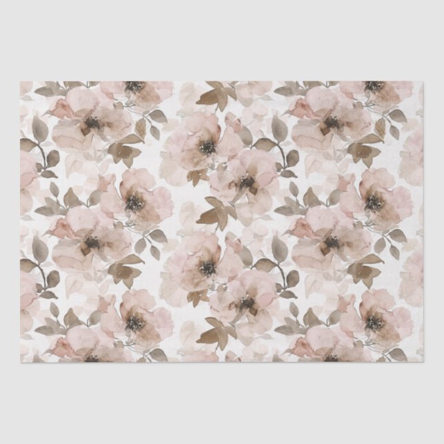 Papier Mousseline Vacheresse Sud-Ouest Fleurie Rose Marron  (Recto)
