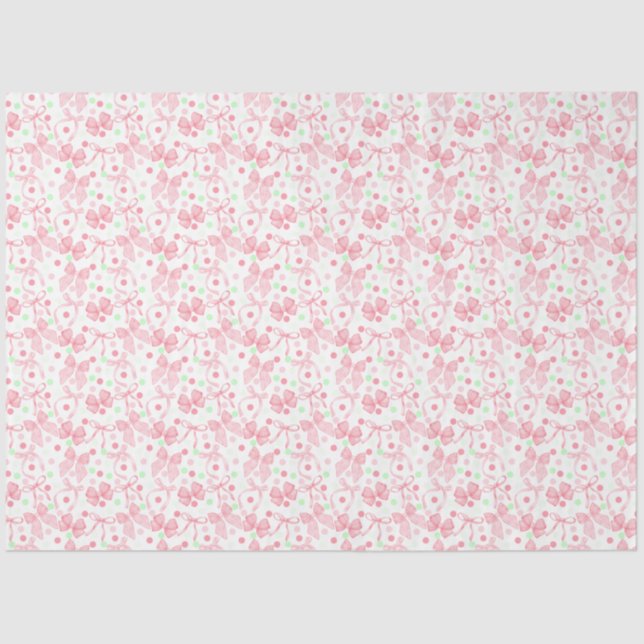 Papier Mousseline Vaches roses avec points roses et verts (Recto)