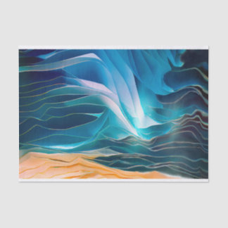 Papier Mousseline Vague de plage bleue Abstraite moderne