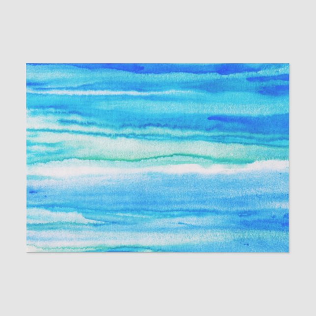 Papier Mousseline Vagues Aqua (Recto)