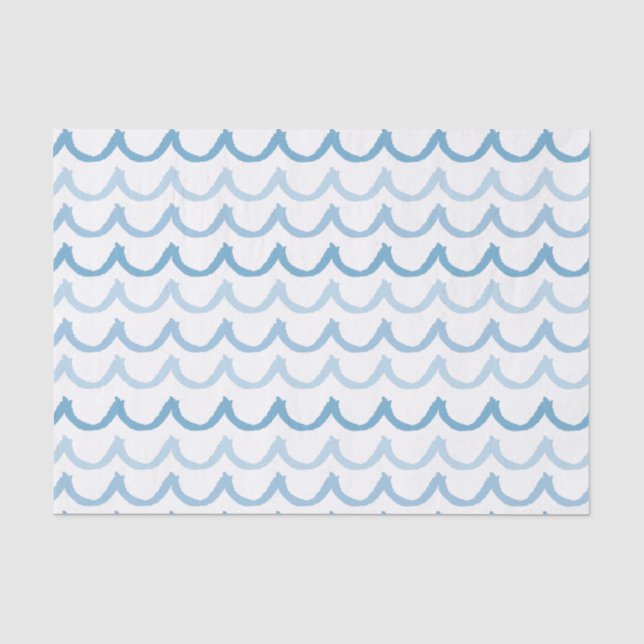 Papier Mousseline Vagues de Doodle en bleu (Recto)