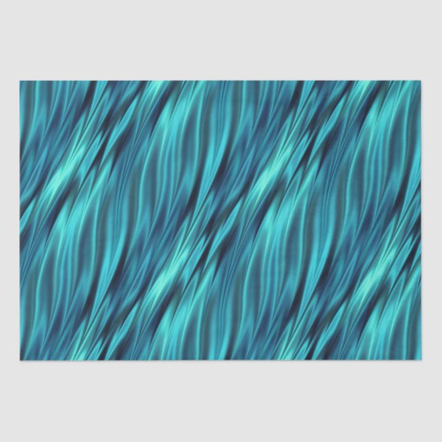 Papier Mousseline Vagues soyeuses bleu vert (Recto)