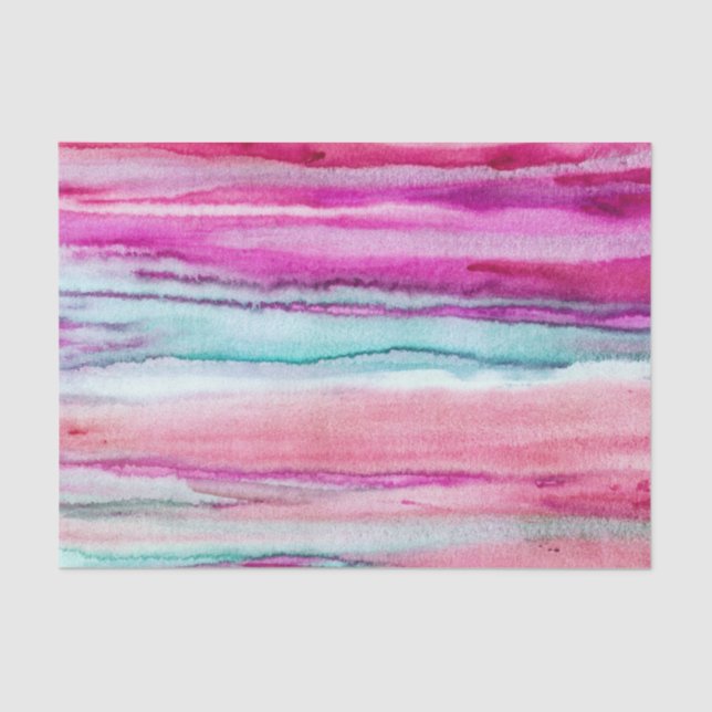 Papier Mousseline Vagues Turquoise rose Peach (Recto)