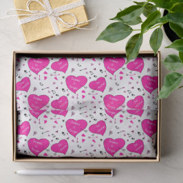 Papier Mousseline Valentine Hearts and Arrows Pink Pattern