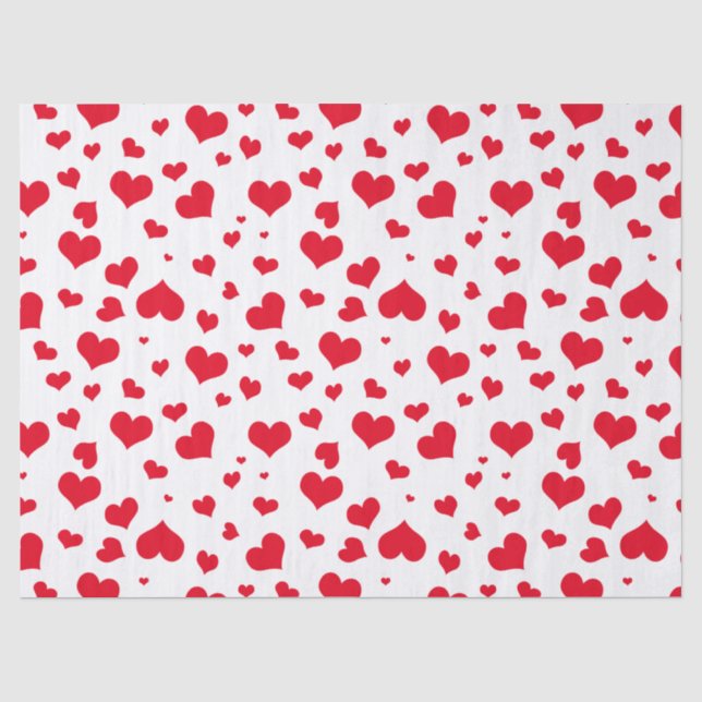 Papier Mousseline Valentine Hearts Random Motif rouge/blanc (Recto)
