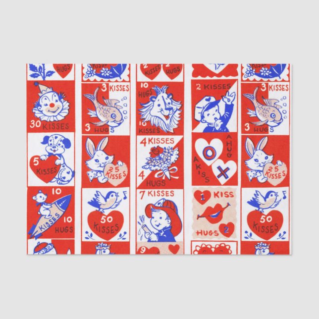 Papier Mousseline Valentine Retro Love Hugs Motif (Recto)