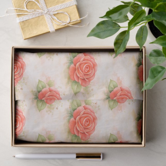 Papier Mousseline Valentine rose (Cadeau)