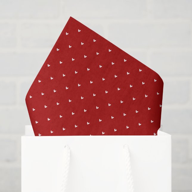 Papier Mousseline Valentine’s Day Girly Soft Red Heart Pattern (Sac cadeau)