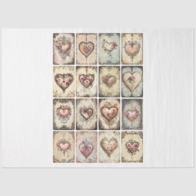 Papier Mousseline Valentines Bijoux Créateur Coeurs (Recto)