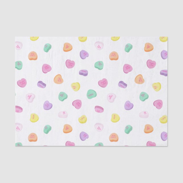 Papier Mousseline Valentines Day Candy Hearts Motif (Recto)