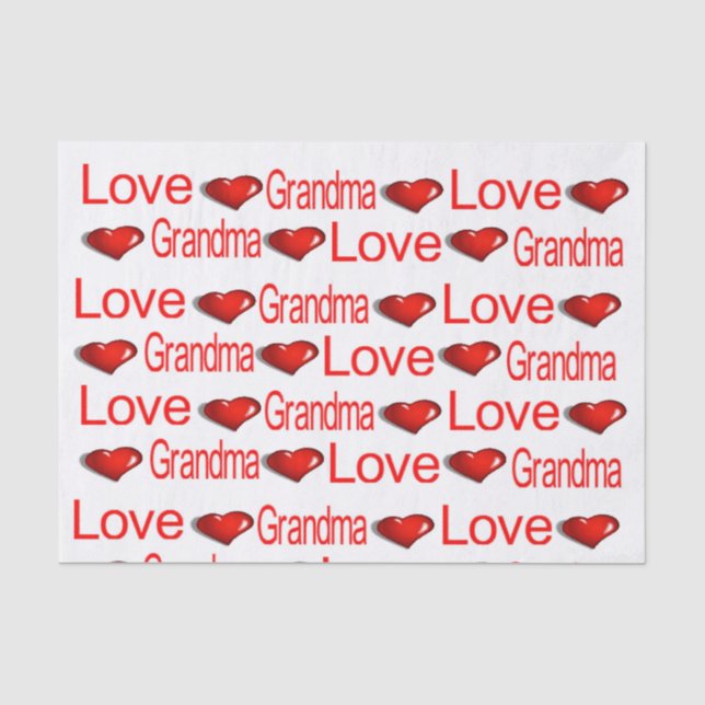 Papier Mousseline Valentine's Day Tissue Paper Love Mom Grand-mère (Recto)