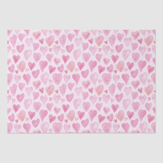 Papier Mousseline Valentines rose mignonne motif de coeur d'amour (Recto)
