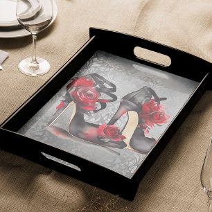 Papier Mousseline Vampy Strappy Stilettos   Roses rouges talons sur 