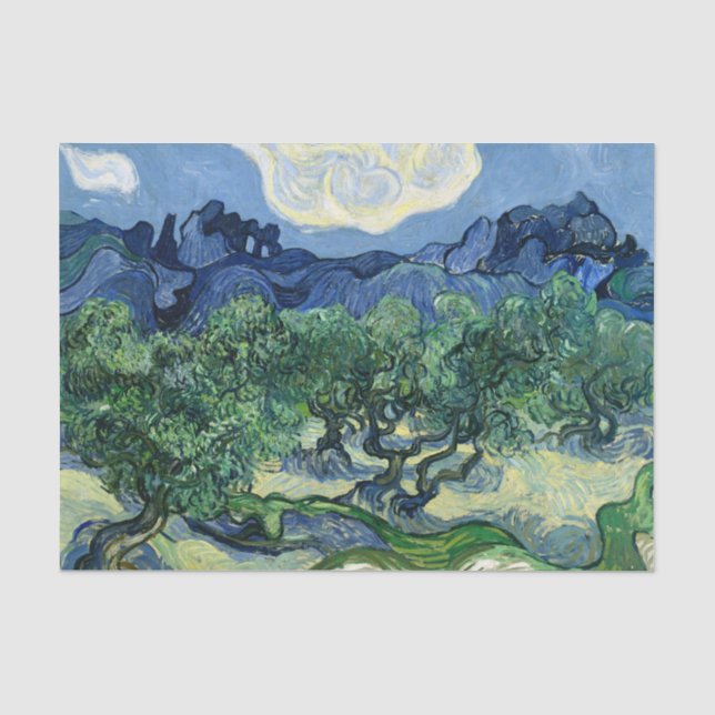 Papier Mousseline Van Gogh La peinture paysagère des oliviers (Recto)