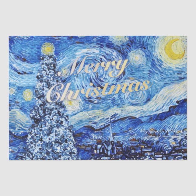 Papier Mousseline Van Gogh - Nuit étoilée Joyeux Noël  (Recto)