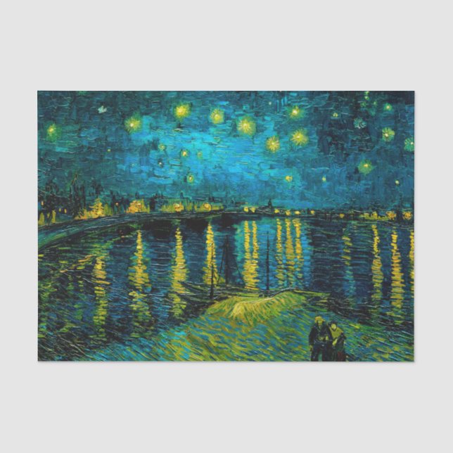 Papier Mousseline Van Gogh Nuit étoilée sur le Rhône (Recto)