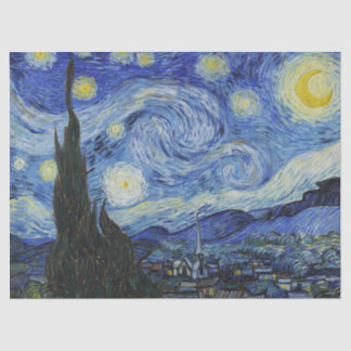 Papier Mousseline Van Gogh Starry Night Swirling Sky Blue Art