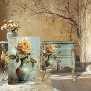 Papier Mousseline Vase à l'huile impasto Rose sarcelle dorée Glamour