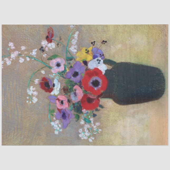 Papier Mousseline Vase aux fleurs mixtes, Redon (Recto)