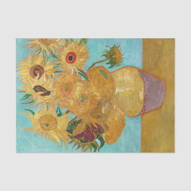 Papier Mousseline Vase avec douze tournesols par Vincent Van Gogh (Recto)