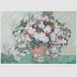 Papier Mousseline Vase avec roses roses roses, Van Gogh