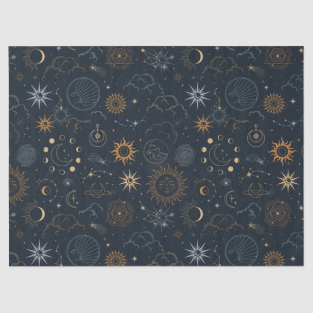 Papier Mousseline Vector Magic avec constellations soleil lune magie (Recto)