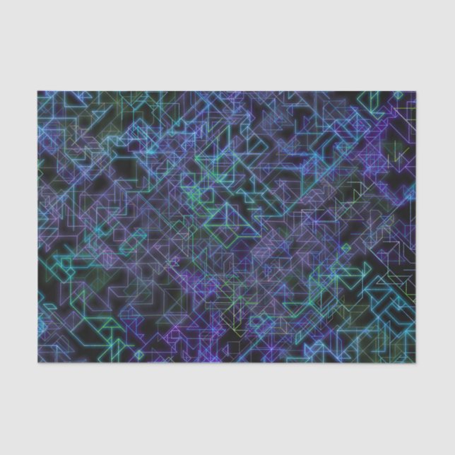 Papier Mousseline veines cybernétiques, en bleu et vert : (Recto)