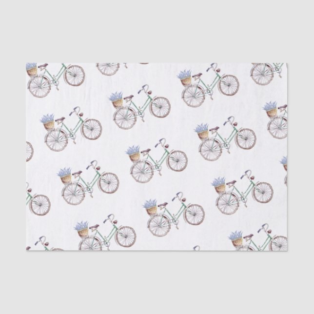 Papier Mousseline Vélo bleu rustique Lavender Floral (Recto)