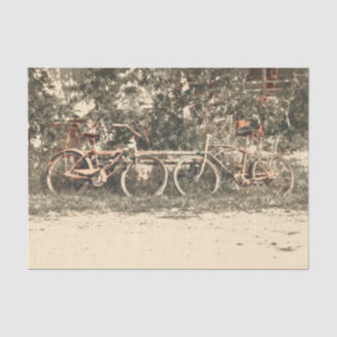 Papier Mousseline Vélo Vintage Antique Ancien Rouge Beige Rustique