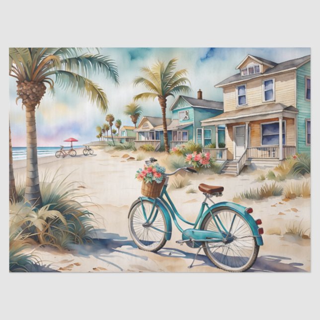 Papier Mousseline Vélos au bord de la plage (Recto)