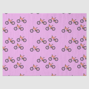 Papier Mousseline Vélos motif sur rose