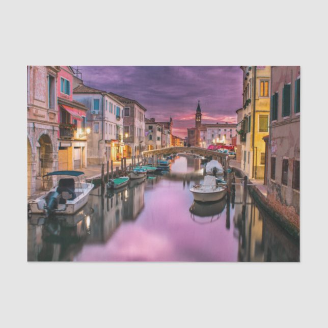Papier Mousseline Venise, Italie Canal Pittoresque & Architecture Vé (Recto)