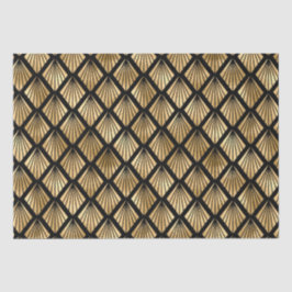 Papier Mousseline Ventilateur géométrique Gold et Black Art Déco