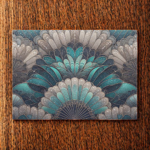 Papier Mousseline Ventilateurs Art Nouveau bleu et argent