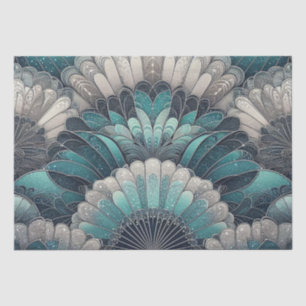 Papier Mousseline Ventilateurs Art Nouveau bleu et argent
