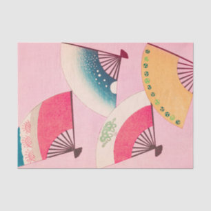 Papier Mousseline Ventilateurs rose Vintage japonais Motif rétro