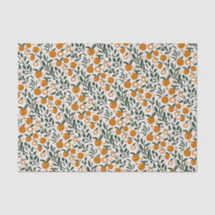 Papier Mousseline Verger espagnol - motif d'oranges et feuille